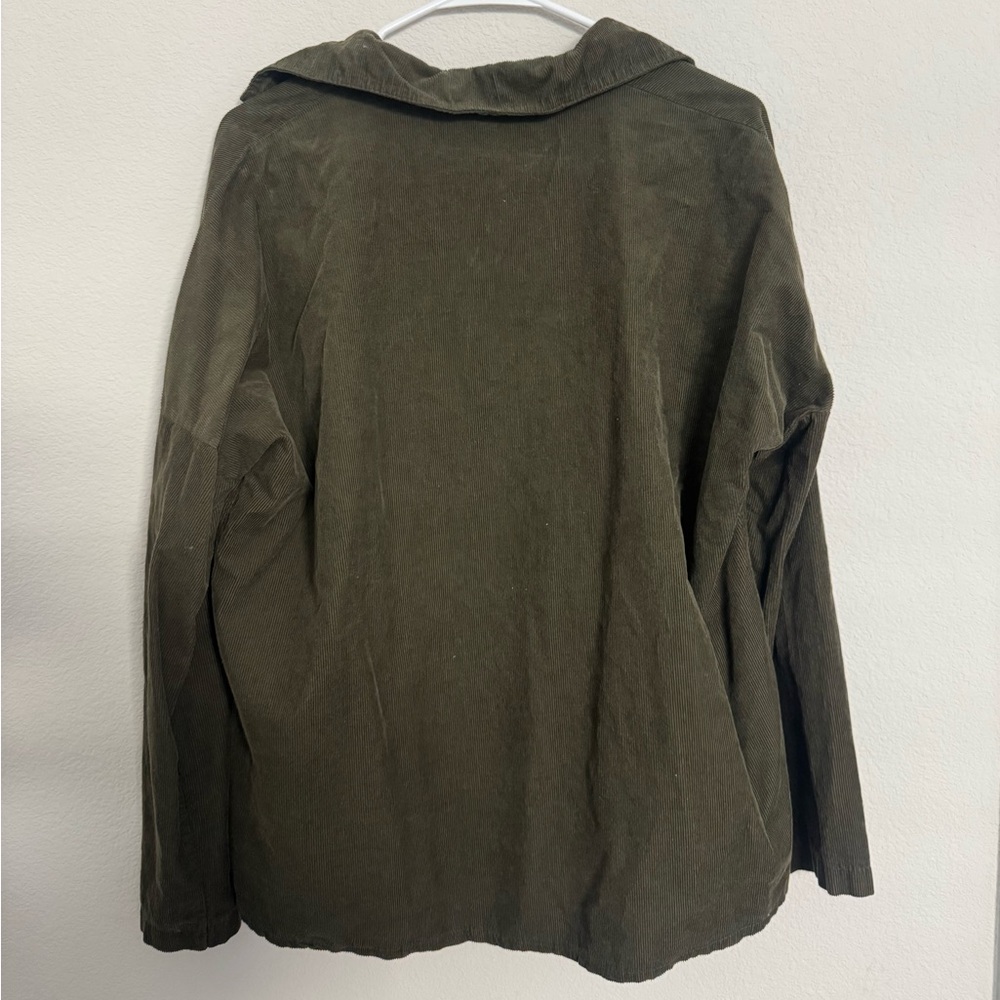 Made in Italy Cotton Olive Green Corduroy Button Up Shirt - Picture 3 of 3